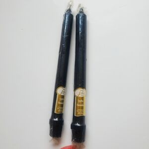 FERN Black Onyx Tapered Candle Sticks 2pcs 25cm Whimsigoth Medieval Halloween